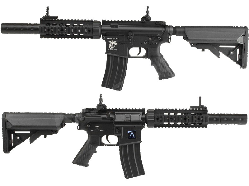 E&C M4 CQB SD RIS Silencer 1.0 Airsoft Rifle - Black | Action Hobbies