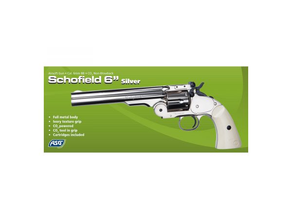 ASG Schofield 6" co2 Airsoft Revolver - Silver - Image 5