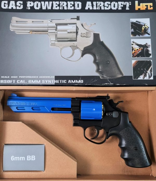 Two Tone HFC Gas 6 inch Polymer Revolver - Blue