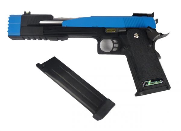 WE-Tech Two Tone 7" Dragon A Hi-Capa Gas Blowback Airsoft Pistol - Blue - Image 10