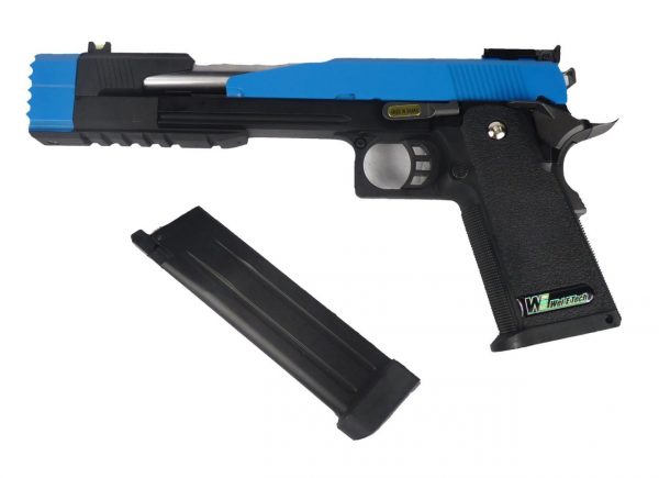 WE-Tech Two Tone 7" Dragon A Hi-Capa Gas Blowback Airsoft Pistol - Blue - Image 6