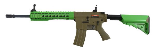 Two Tone Cyma CM515 M4 Long Keymod Sportline Airsoft Rifle - Tan/Green - Image 2