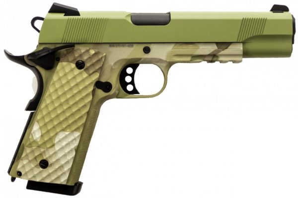 Raven M1911 MEU Railed Airsoft Pistol - Camo + Green Slide - Image 2