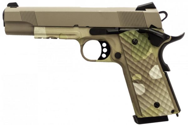 Raven M1911 MEU Railed Airsoft Pistol - Camo + Tan Slide