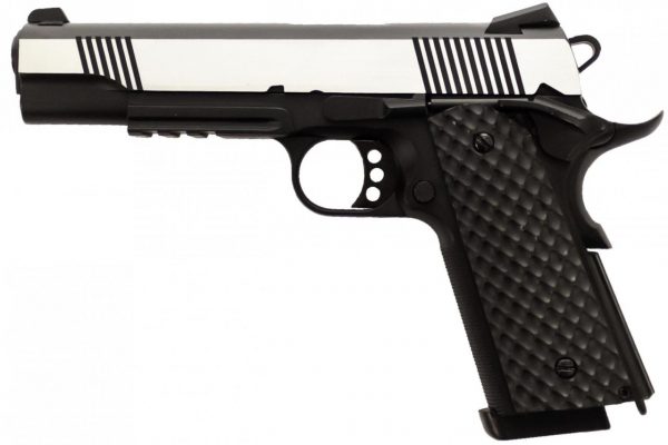 Raven M1911 MEU Railed Airsoft Pistol - Black + Silver Slide