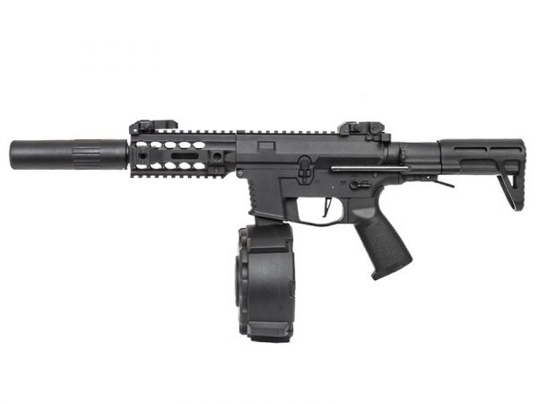 Classic Army PX9 X9 SMG With Silencer & Drum Mag - Black