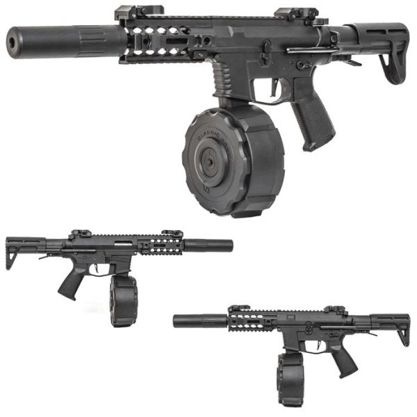 Classic Army PX9 X9 SMG With Silencer & Drum Mag - Black - Image 4