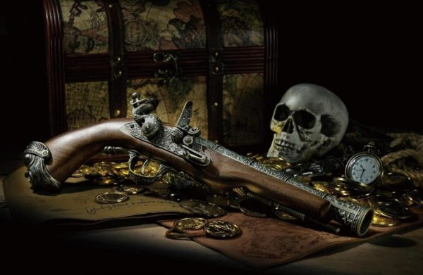 HFC 18th Century Pirate Flintlock Gas Pistol HG-502BN - Gun Metal Grey - Image 2