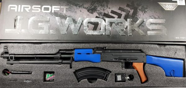 Two Tone RPK 74 Metal Body & Wood Blowback Airsoft Gun - Blue - Image 2
