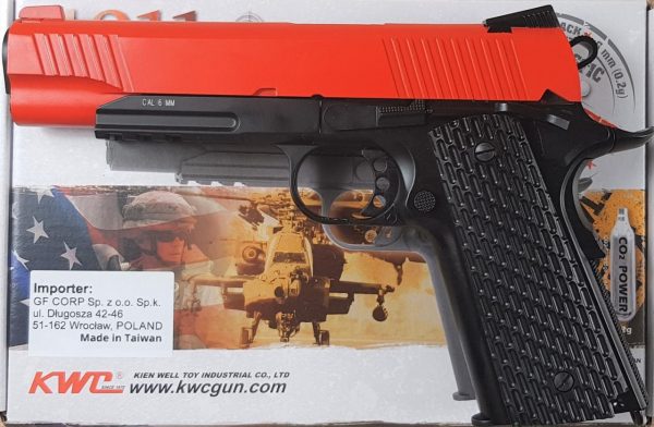 Two Tone KWC 1911 A1 Tactical co2 Gas Pistol - Red