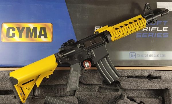 Two Tone Cyma M4 CQB RIS Carbine Airsoft Rifle - Yellow - Image 2