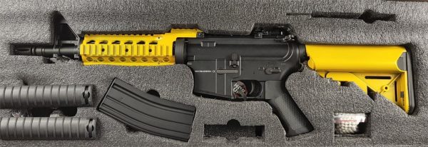 Two Tone Cyma M4 CQB RIS Carbine Airsoft Rifle - Yellow - Image 4