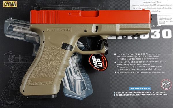 Two Tone Cyma CM030 G18C Airsoft EAP - Tan/Red