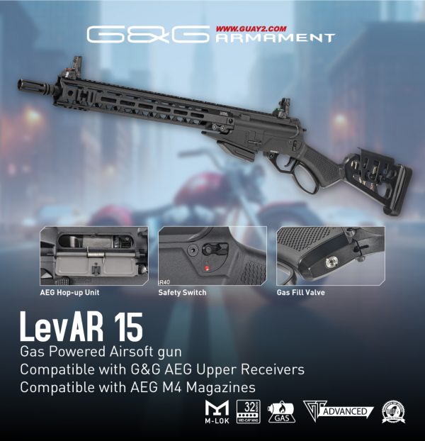 G&G Armament LevAR 15 Gas Airsoft Rifle - Black
